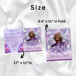Purple Floral Funeral Program Template, 8-Page Memorial (Canva, PDF)