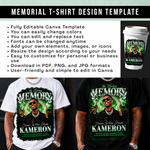 Memorial T-Shirt Canva Template, Green Heavenly In Loving Memory, Celebration of Life Design