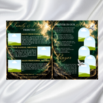 Green & Gold Funeral Program Template: 8-Page Memorial (Canva PDF)