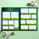 Green & Gold Roses Funeral Program Template, Memorial Obituary (Canva Template)