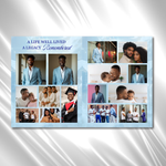 Light Blue Clouds Funeral Program Template: 8-Page Memorial (Canva Editable, Digital Download 17x11