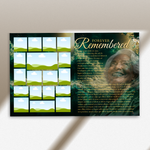 Green & Gold Roses Funeral Program Template: 8-Page Memorial (Canva PDF)