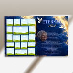 Blue & Gold Funeral Program Canva Template |8 Page Memorial Booklet