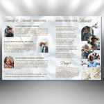 White & Gold Funeral Program Template: 8-Page Memorial (Canva, PDF)