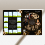 Back & Gold Funeral Program Canva Template | Gold Theme | 8 Page Memorial Booklet