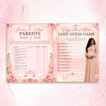 Pink Baby Shower, Activity Booklet, Baby Shower Template, Printable Party Games, 12-Page(Canva Editable, Digital Download)