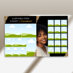 Blue Elegant Funeral Program Canva Template | White Rose Green Gold Theme | 8 Page Memorial Booklet (Copy)