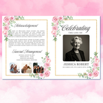 Blush Floral Funeral Program Template: Elegant Celebration of Life (Canva PDF)