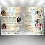 White Roses Funeral Program Template, 8 Page Memorial (Canva)