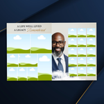 Elegant Funeral Program Canva Template | Blue & Gold Theme | 8 Page Memorial Booklet