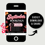 September Booking Flyer, Fall Booking Flyer, September Books Open Flyer, Hair Nails Wig Install Flyer, Salon Flyer, Editable Canva Template