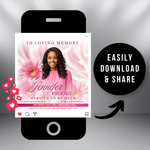 Pink Roses Funeral Announcement Flyer: Obituary, Celebration of Life (Canva Template PDF)
