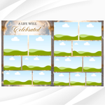 Blue & Gold Floral Funeral Program Template, 8-Page Memorial (Canva, PDF)