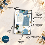 Dusty Blue & Gold Wedding Website Template with RSVP | Editable Canva Wedding Website | Digital Wedding Invitation | Instant Download