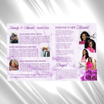 Purple Roses Funeral Program Template: 8-Page Memorial (Canva PDF)