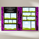 Royal Purple Roses Funeral Program Template: Celebration of Life (Canva, 8 Pages, Digital Download)