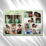 Light Green Clouds Funeral Program Template: 8-Page Memorial (Canva Editable, Digital Download 17x11