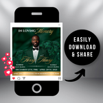Green & Gold Roses Funeral Announcement Flyer: Obituary, Celebration of Life (Canva Template PDF)