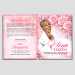 Pink Roses Funeral Program Template: 8-Page Memorial (Canva, PDF Download)