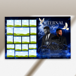 Blue Funeral Program Canva Template | 8 Page Memorial Booklet (Canva, PDF)