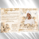 White Roses Funeral Program Template: 8-Page Memorial, Celebration of Life (Canva, PDF Download)