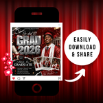 Graduation Flyer 2026 Red Invitation Template, High School College Graduation Party Invite, DIY Text, Instant Download