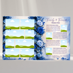 Blue & White Funeral Program Template: 8-Page Memorial (Canva PDF)