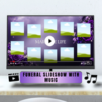 Purple Funeral Slideshow Template, Celebration of Life (Canva, 30 Slides, MP4)