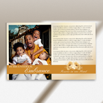 Elegant Funeral Program Canva Template | Yellow Gold Theme | 8 Page Memorial Booklet