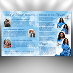 Blue Roses Funeral Program Template: 8-Page Memorial (Canva, PDF Download)