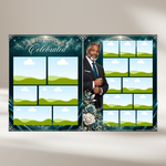 Deep Teal Green Roses Funeral Program Template: 8-Page Memorial (Canva PDF)