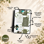 Green & White Floral Wedding Website Template with RSVP: Editable Canva Design (Digital Download)