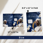 Blue Funeral Program Canva Template | 8 Page Memorial Booklet (Canva, PDF)
