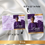 Purple & Gold Roses Funeral Program Template, Memorial Obituary (Canva Template)