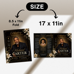 Back & Gold Funeral Program Canva Template | Gold Theme | 8 Page Memorial Booklet