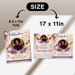 Elegant Funeral Program Canva Template | Purple & Gold Theme | 8 Page Memorial Booklet