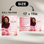 Pink Roses Funeral Program Template: 8-Page Memorial, Celebration of Life (Canva Template, PDF Download)