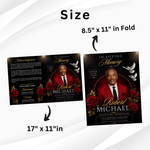 Red & Black Floral Funeral Program Template, 8-Page Memorial (Canva, PDF)