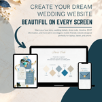 Dusty Blue & Gold Wedding Website Template with RSVP | Editable Canva Wedding Website | Digital Wedding Invitation | Instant Download