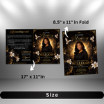 Black & Gold Roses Funeral Program Template: 8-Page Memorial (Canva PDF)