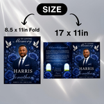 Blue Funeral Program Template: 8-Page Memorial (Canva, PDF Download)