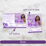 Purple Roses Funeral Program Template: 8-Page Memorial, Celebration of Life (Canva, Digital Download)