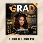 Class of 2026 Gold Graduation Invitation, Editable Magazine Style Black Boy College High School Grad Party Canva DIY Flyer