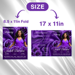 Royal Purple Roses Funeral Program Template: 8-Page Memorial (Canva PDF)