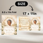 Cream & Beige Floral Funeral Program Template, 8-Page Memorial (Canva, PDF)
