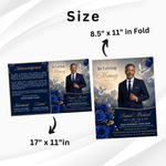 Blue & Gold Funeral Program Template, 8-Page Memorial (Canva, PDF)