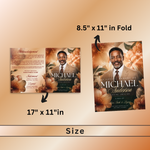 Orange Roses Funeral Program Template, Memorial Obituary (Canva Template)