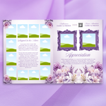 White & Purple Roses Funeral Program Template, Memorial Obituary (Canva Template)