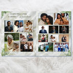 White & Green Funeral Program Template: Roses Design, Celebration of Life (Canva, PDF Download)
