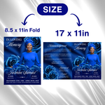 Royal Blue Roses Funeral Program Template: 8-Page Memorial (Canva PDF)